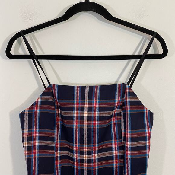 Urban Outfitters Navy Plaid Academia Spaghetti Straps Mini Dress Size S - Picture 2 of 6